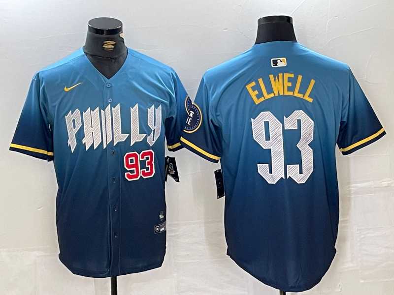Mens Philadelphia Phillies #93 Jason Elwell Blue 2024 City Connect Limited Stitched Jerseys